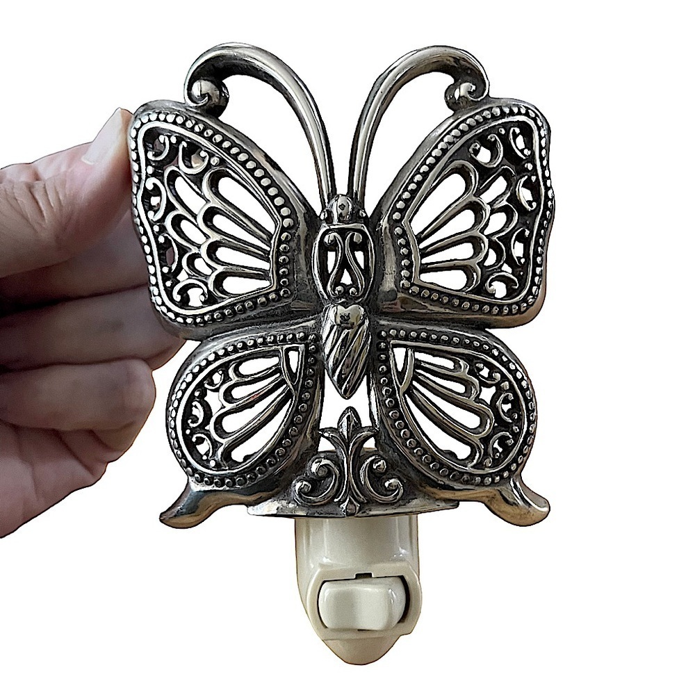 Brighton Silver Tone "Fly By Night" Butterfly Nightlight With Toggle Switch - Picture 9 of 9